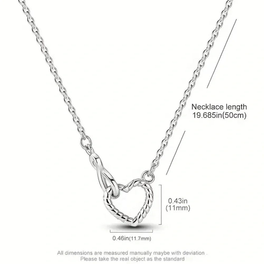 Sterling 925 Silver Hypoallergenic Jewelry Hollow Heart Design Necklace Lovers - Picture 3 of 6